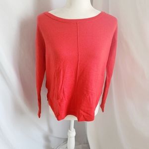 Ann Taylor Loft red mixed media sweater high low acrylic blend size xsmall